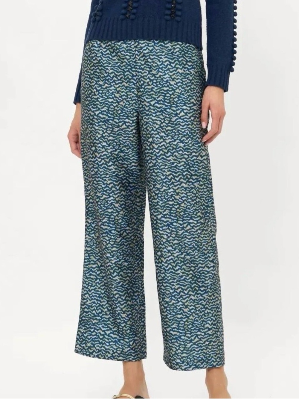 Oliphant Valentia Pant in Jag Navy Wide Leg Cropped Pants
